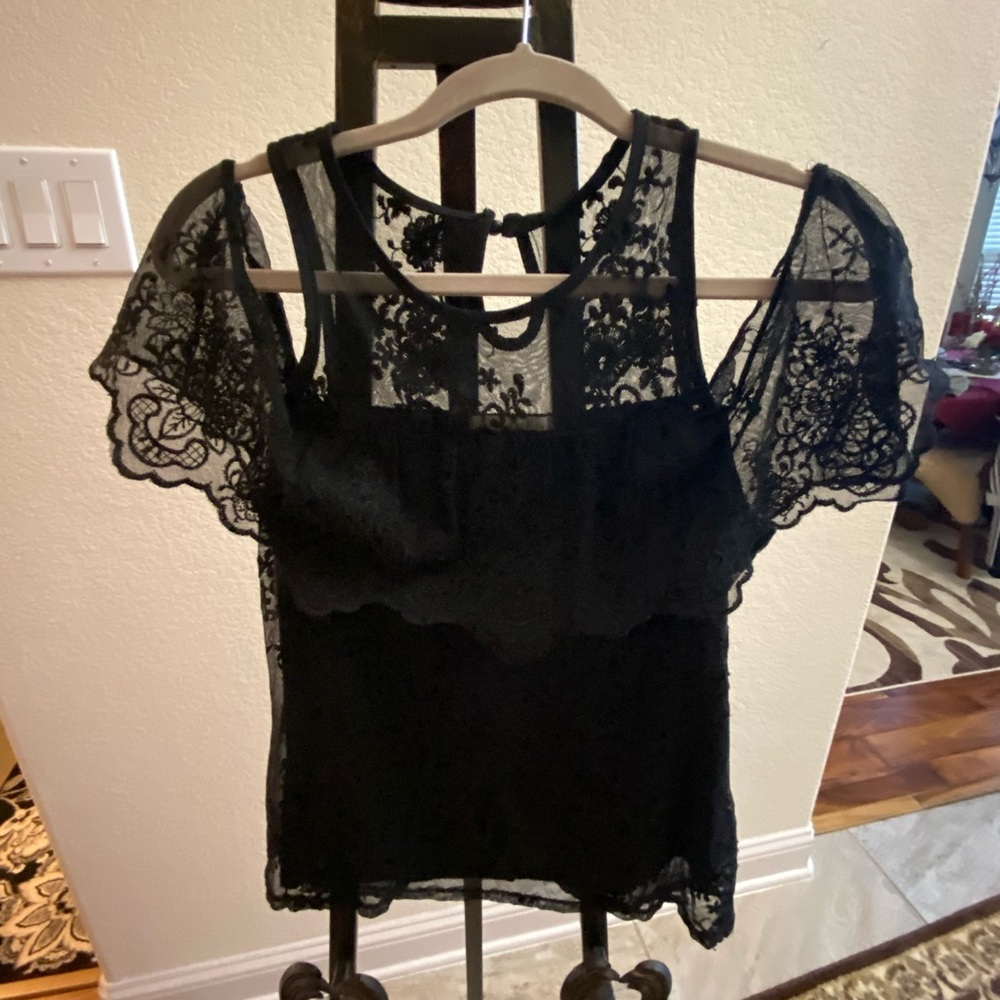Black lace top off the shoulders